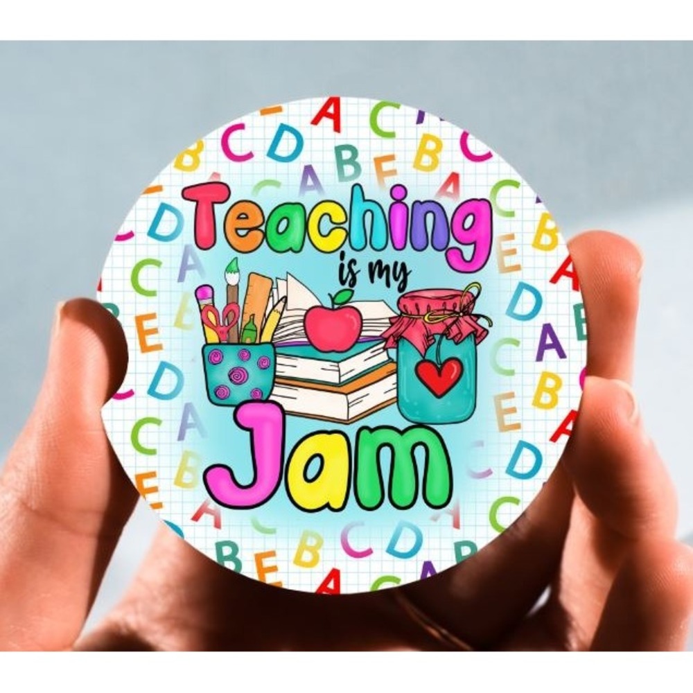 Set of 2 Car Coasters, Teaching Is‎ My Jam Car Coaster, Neoprene Coaster